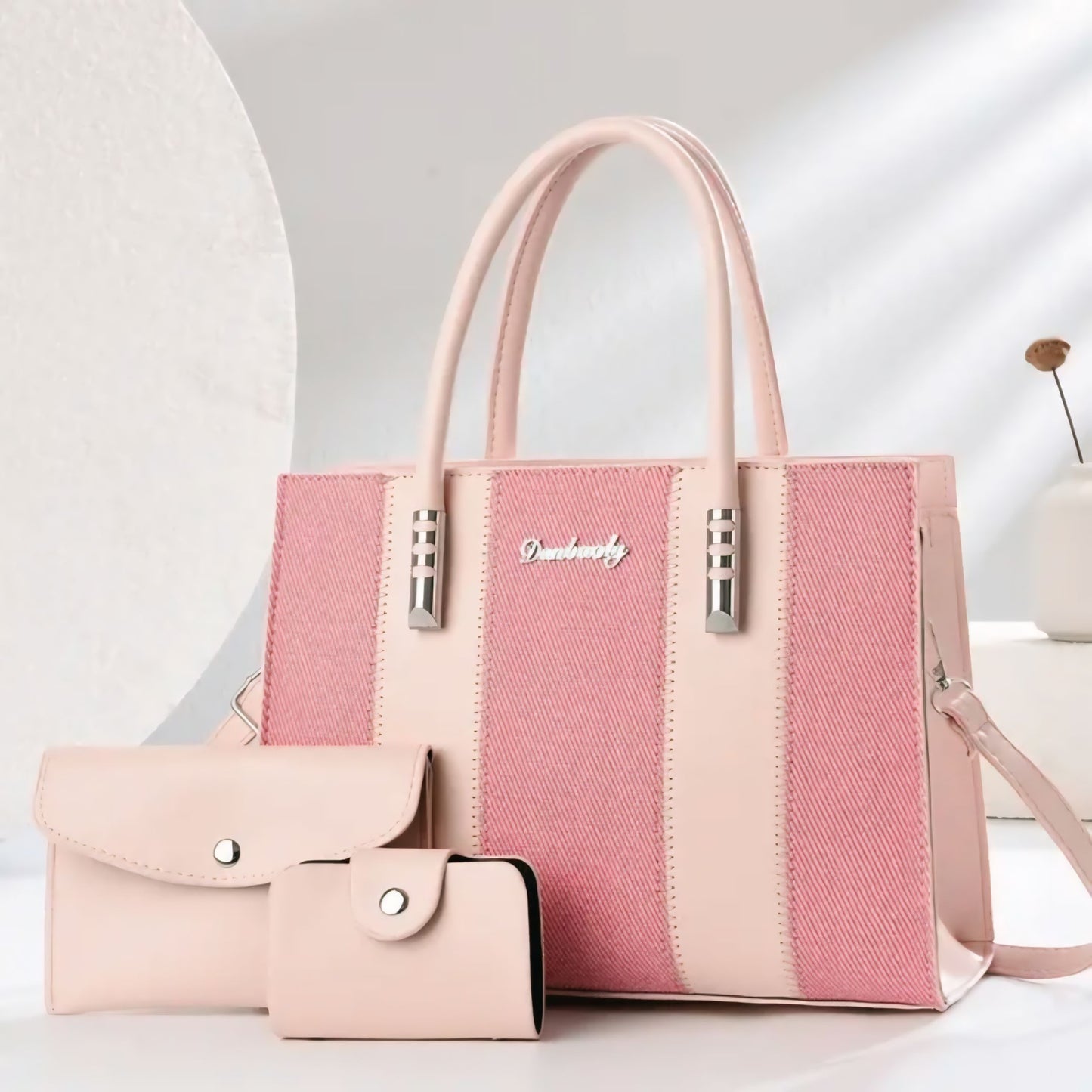 Luxevibe Fashion Splicing 3-Piece Tote Bag Set for Women – Large Capacity Shoulder, Crossbody & Handbag Combo