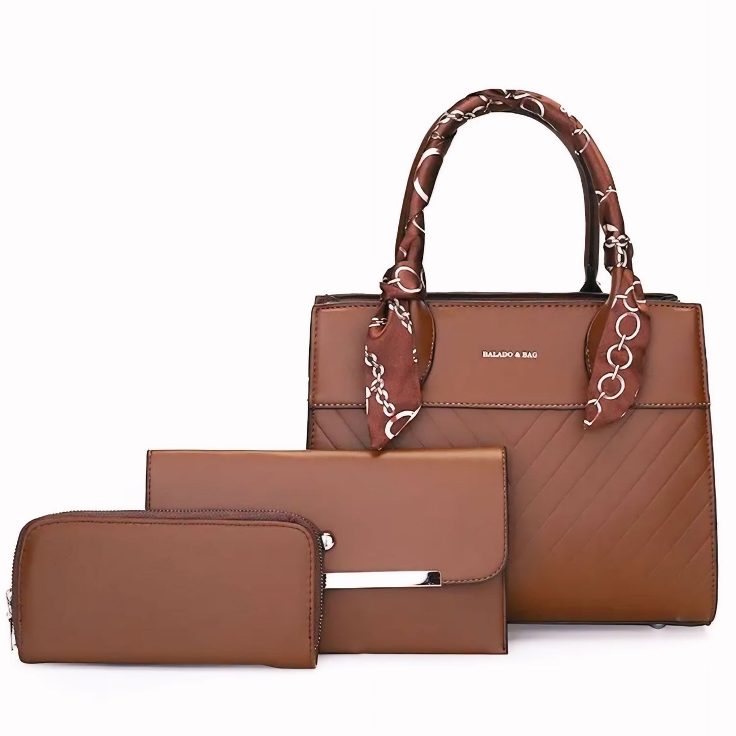 Luxevibe 2025 New Design High-Quality Large Capacity Silk Scarf Decor PU Women's Tote Bag