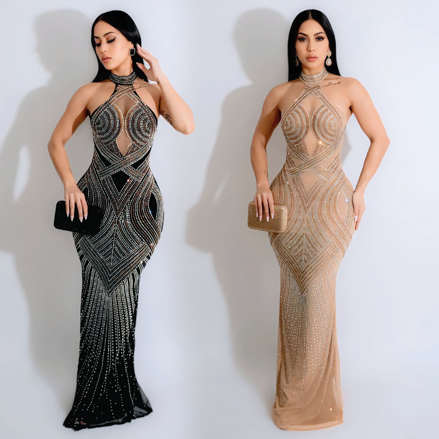 CX6811 Christmas Luxury Ball Gown – Halter Sleeveless Trumpet / Fishtail Evening Dress for Women