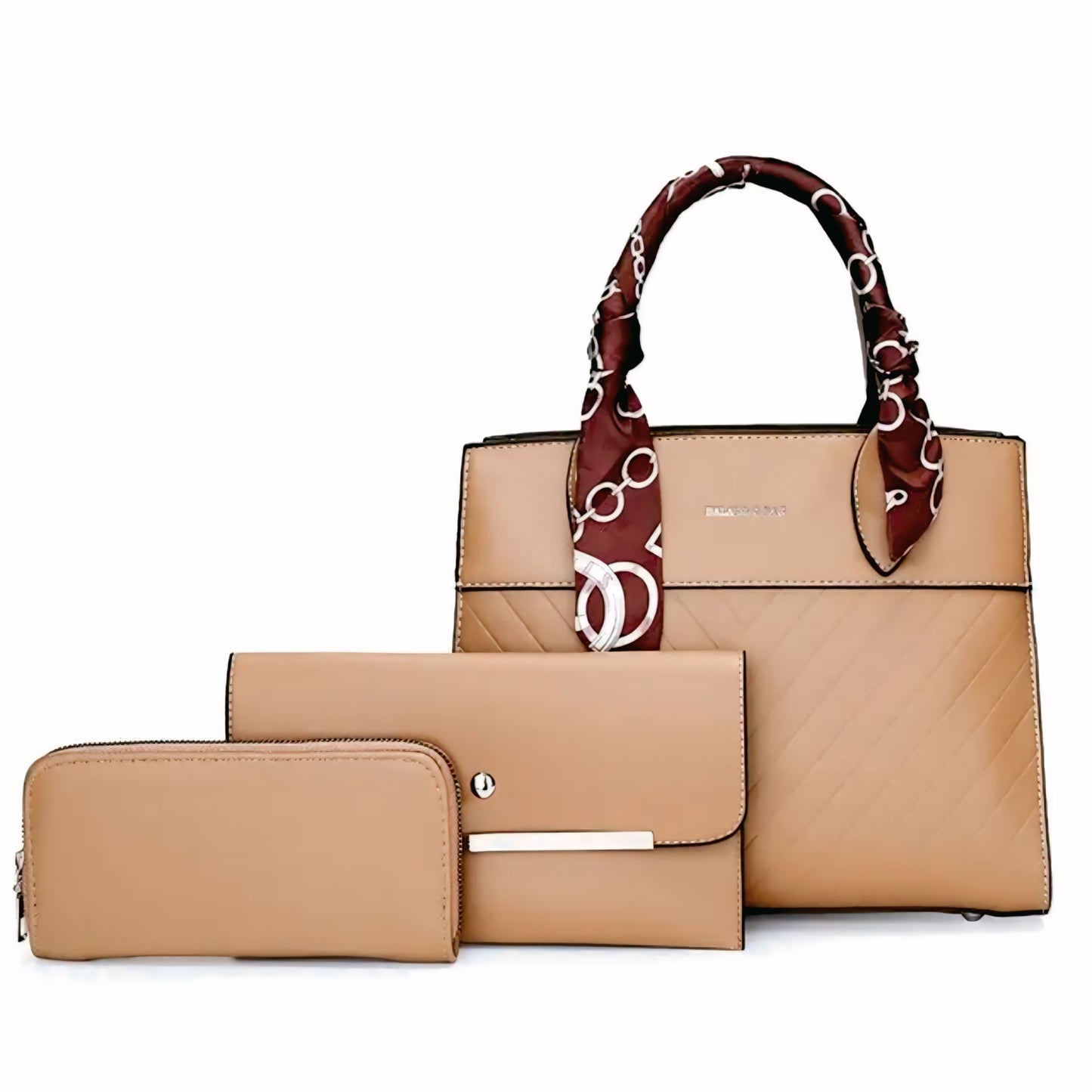 Luxevibe 2025 New Design High-Quality Large Capacity Silk Scarf Decor PU Women's Tote Bag