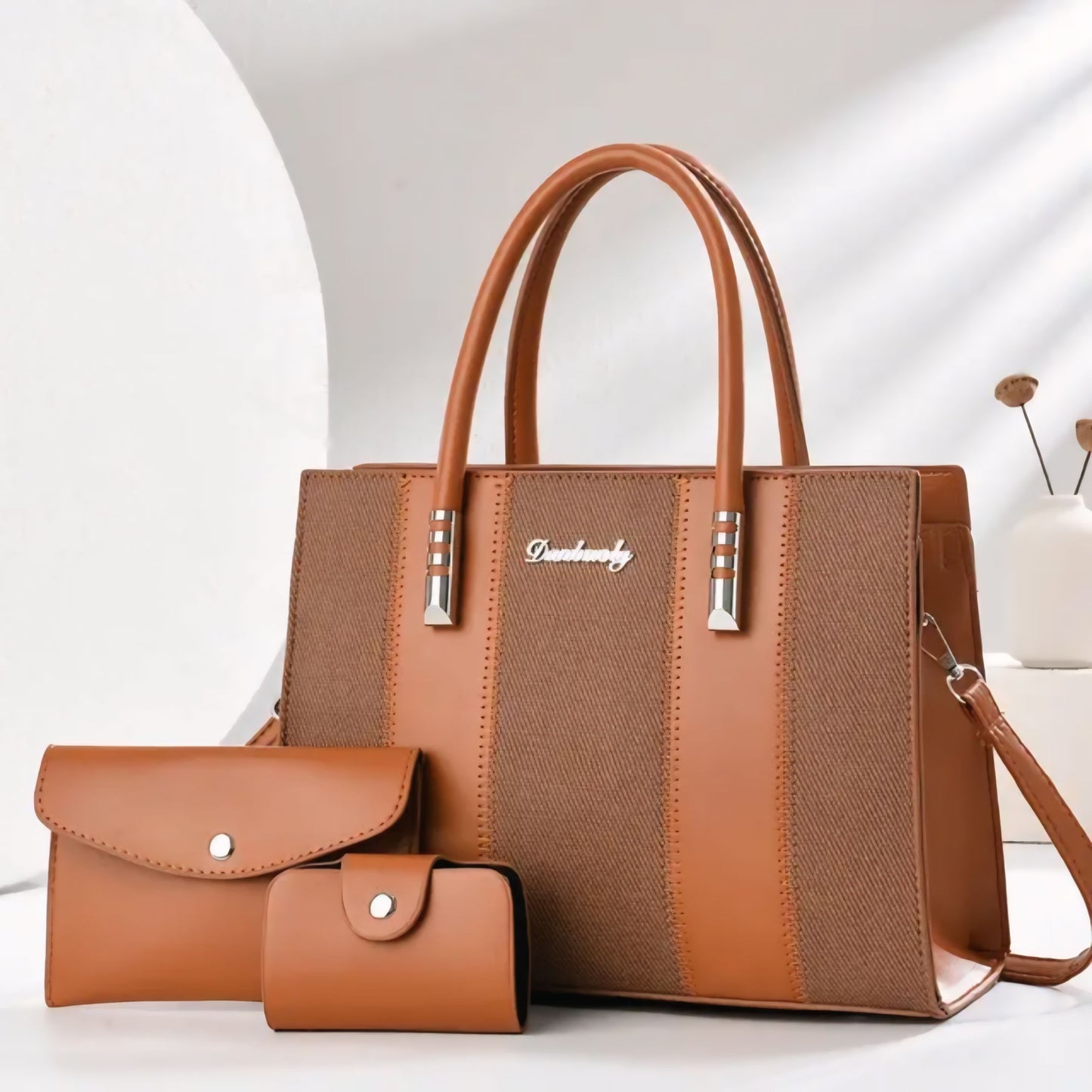 Luxevibe Fashion Splicing 3-Piece Tote Bag Set for Women – Large Capacity Shoulder, Crossbody & Handbag Combo