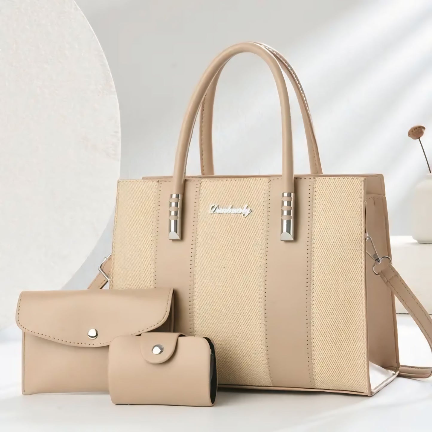 Luxevibe Fashion Splicing 3-Piece Tote Bag Set for Women – Large Capacity Shoulder, Crossbody & Handbag Combo