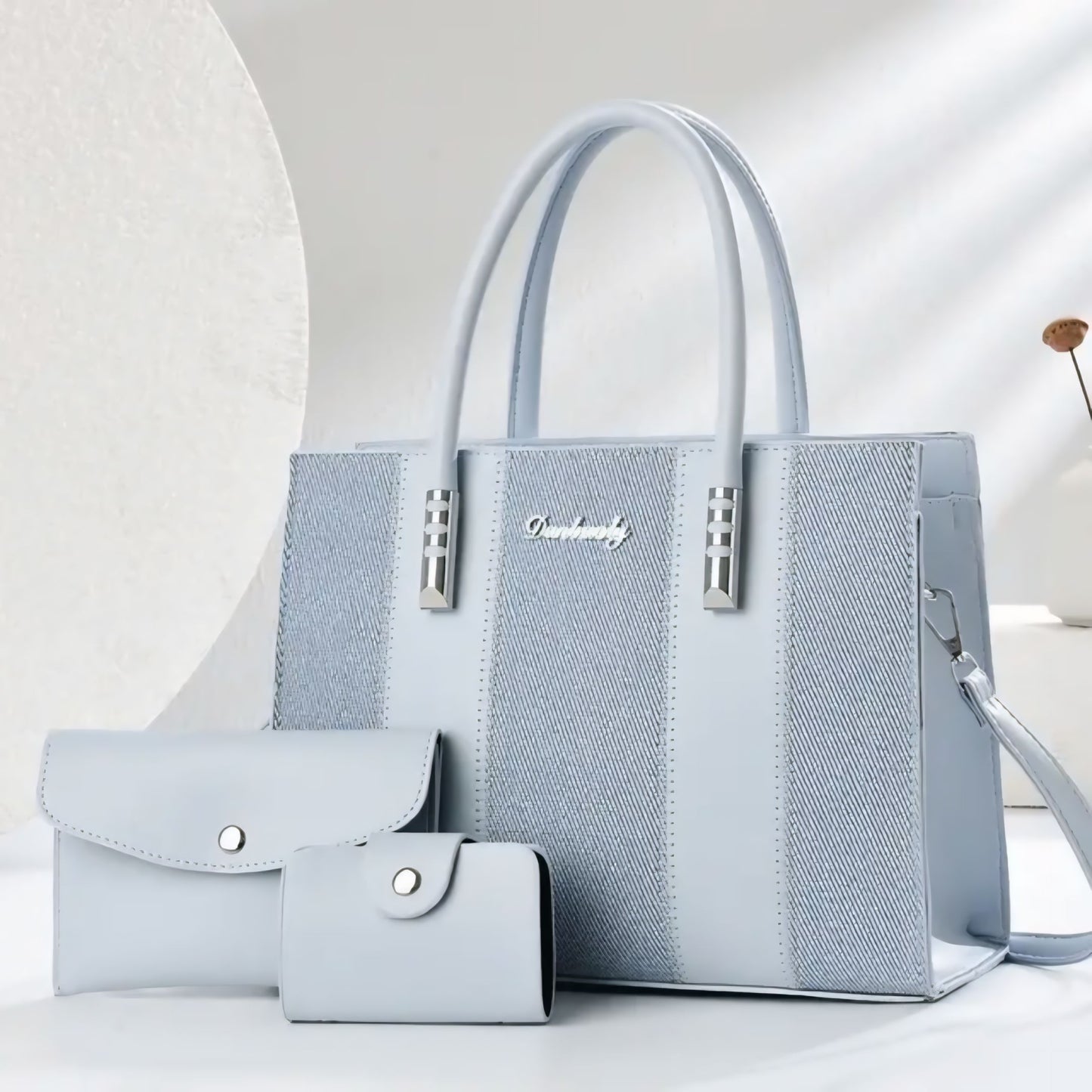Luxevibe Fashion Splicing 3-Piece Tote Bag Set for Women – Large Capacity Shoulder, Crossbody & Handbag Combo
