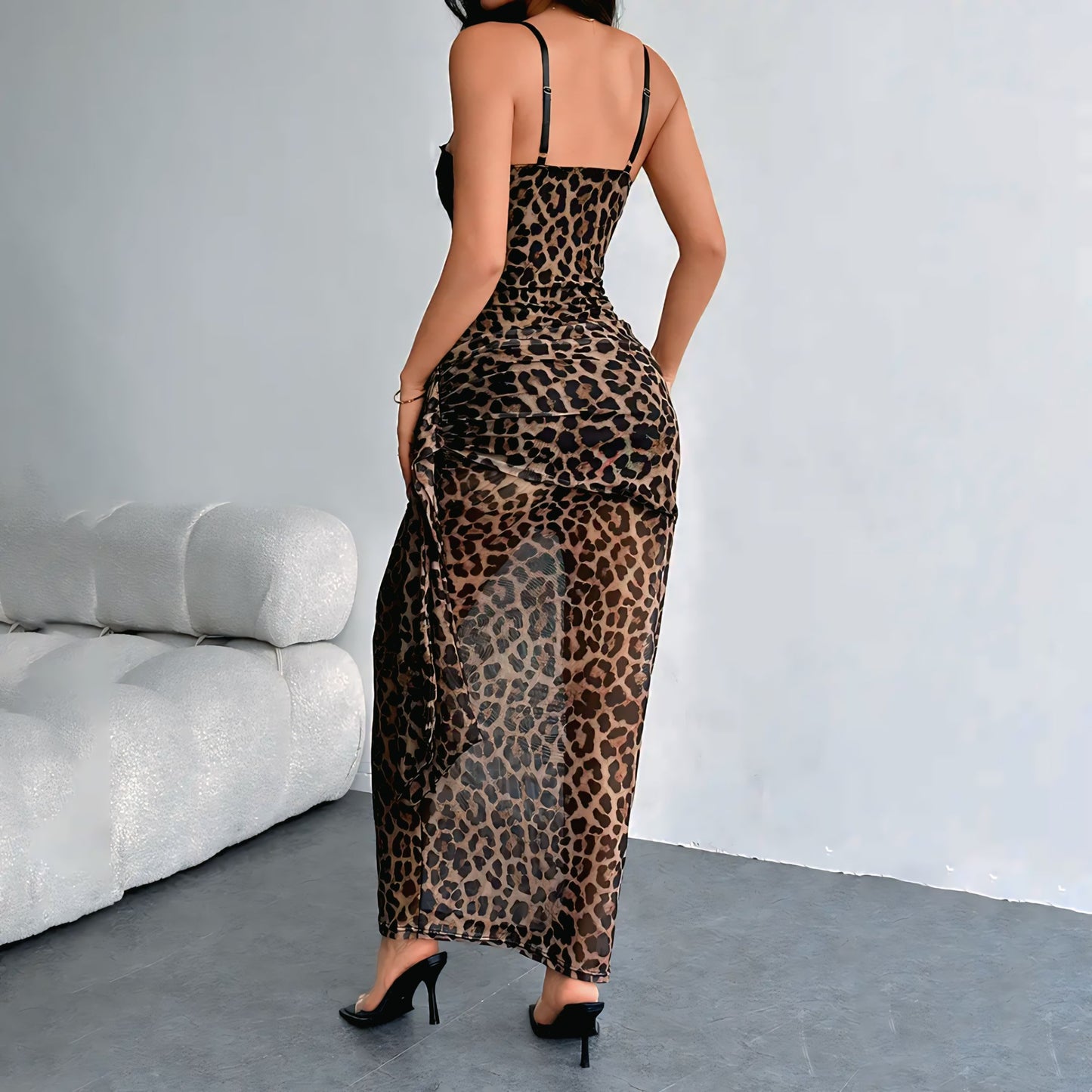 2025 Women’s Fashion Clubwear – Sexy Leopard Print Bandage Bodycon Strap Party Dress Sleeveless