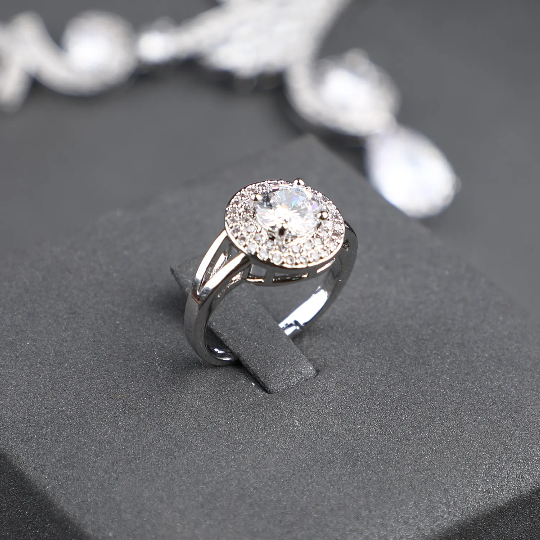 Luxury High Quality Shining Cubic Zircon Bridal Jewelry Set – Platinum Plated Dubai Wedding Set